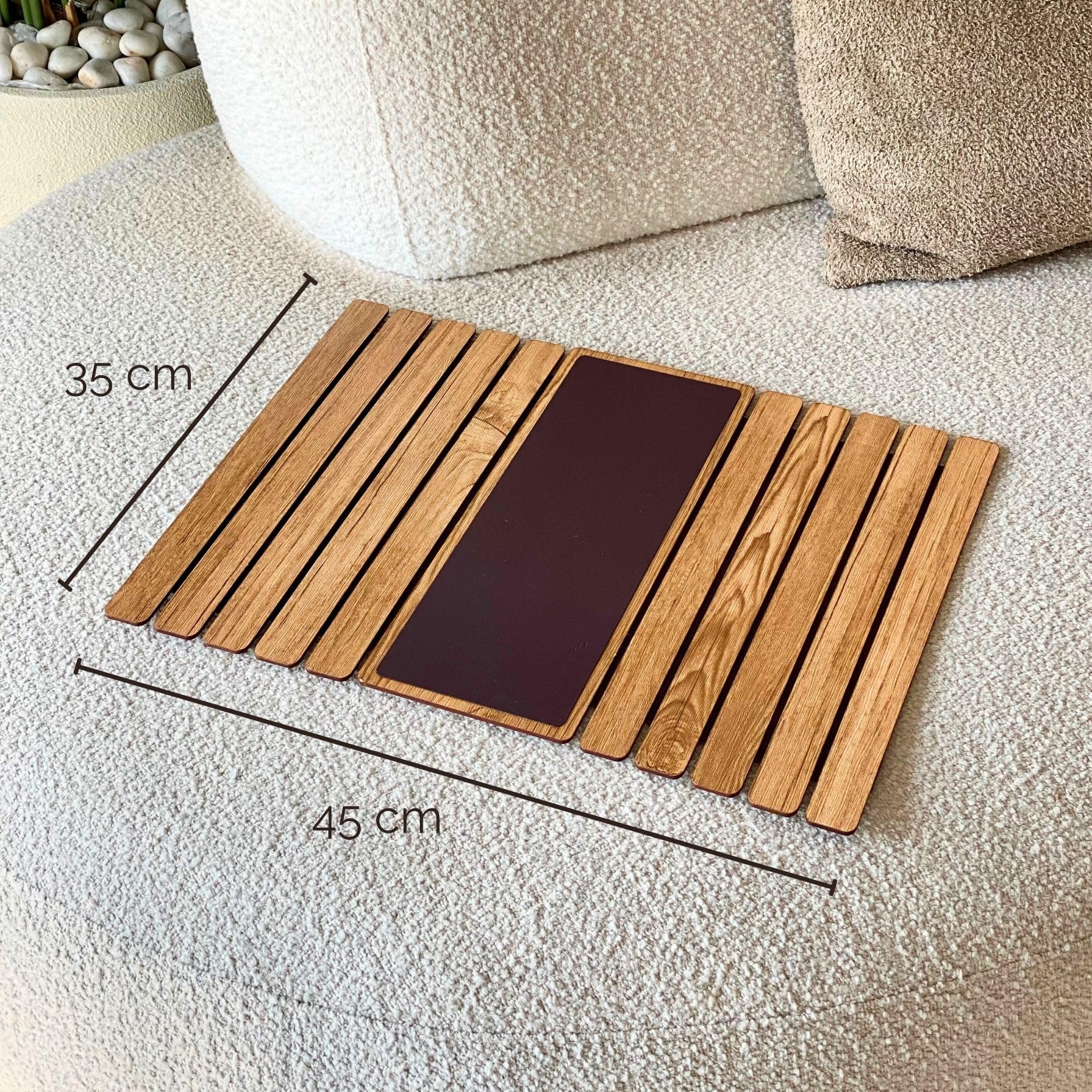 Mason Home Sofa Armrest Tray - Light Brown Full Grain Bamboo Wood With Anti Slip Pad | Dining Tray | Home & Office Dcor | Furnit